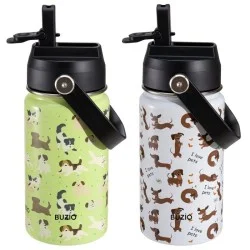 Buzio Kids Water Bottle 500ML - Yellow Dogs+White Dachshund